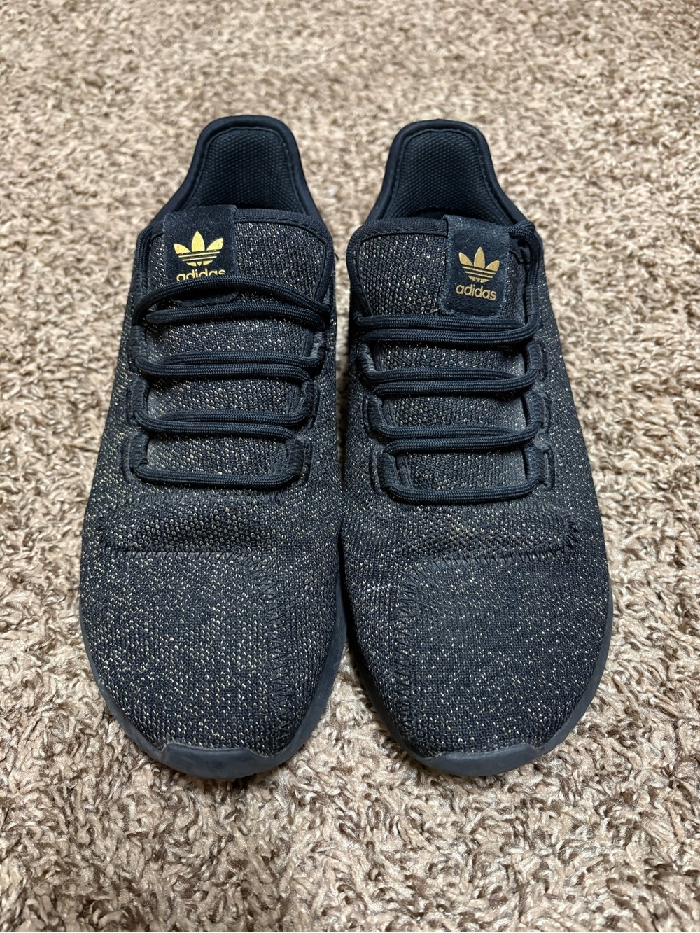 adidas Black Knit Slip-On Sneakers with Gold Logo